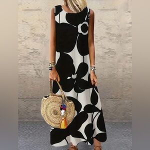Black and White Floral Maxi Dress